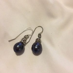 .925 iridescent pearl dangle earrings